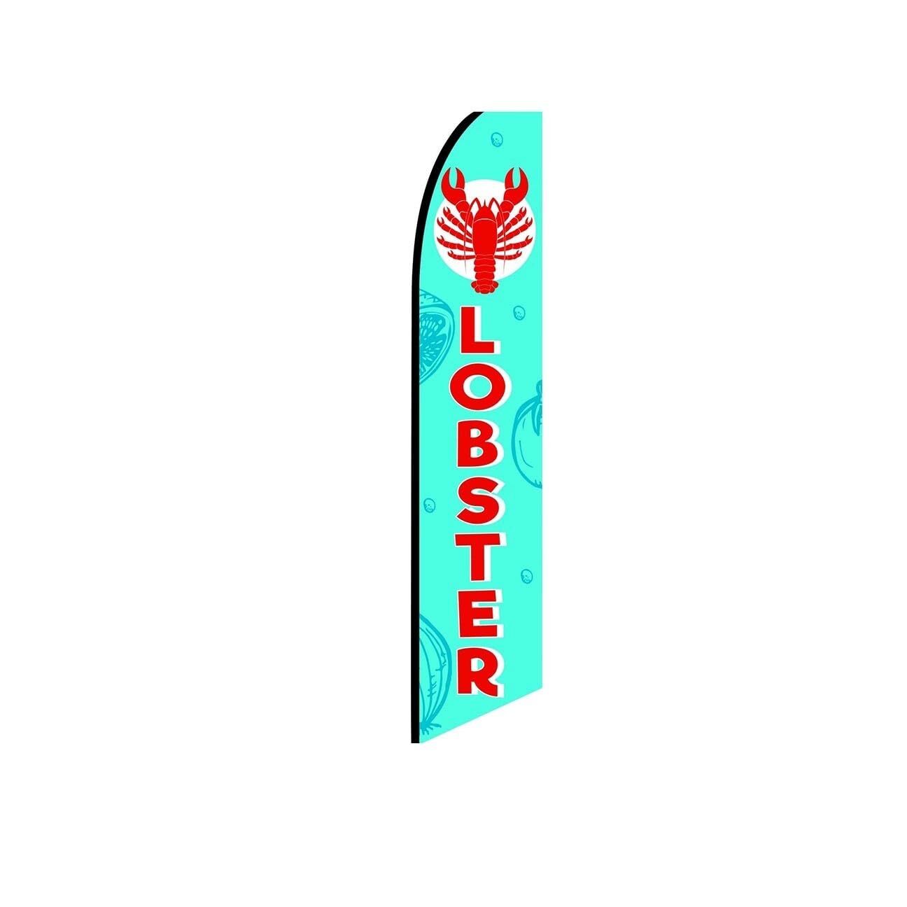 Lobster Light Blue Swooper Flutter Feather Flag | 3ft W x 11.5ft Tall