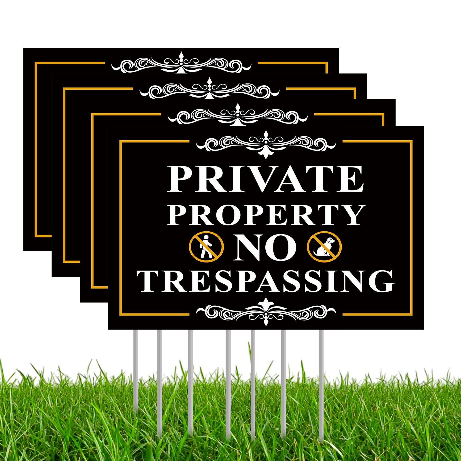 Private Property No Trespassing Signs with H-Stakes, Protect Your Home, Safety