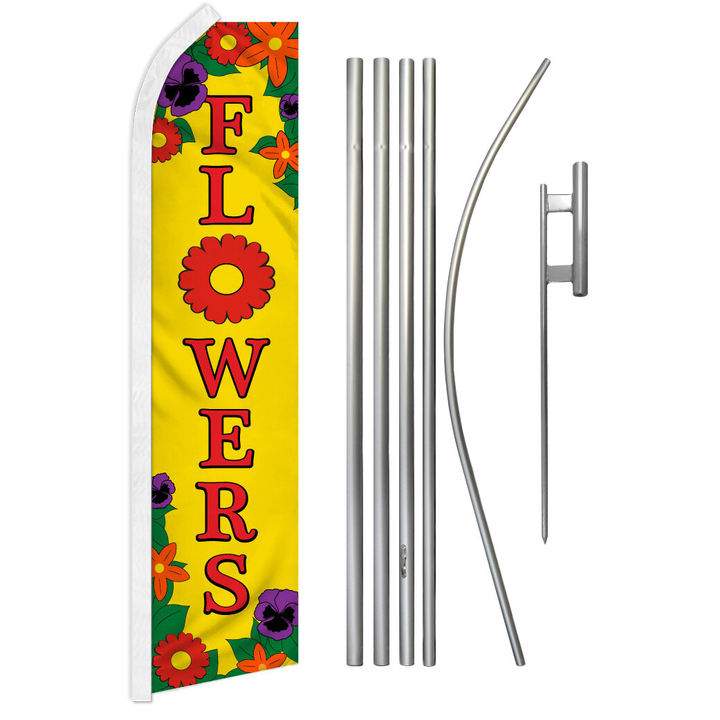 Flowers Advertising Swooper Flutter Feather Flag Kit Florist Special