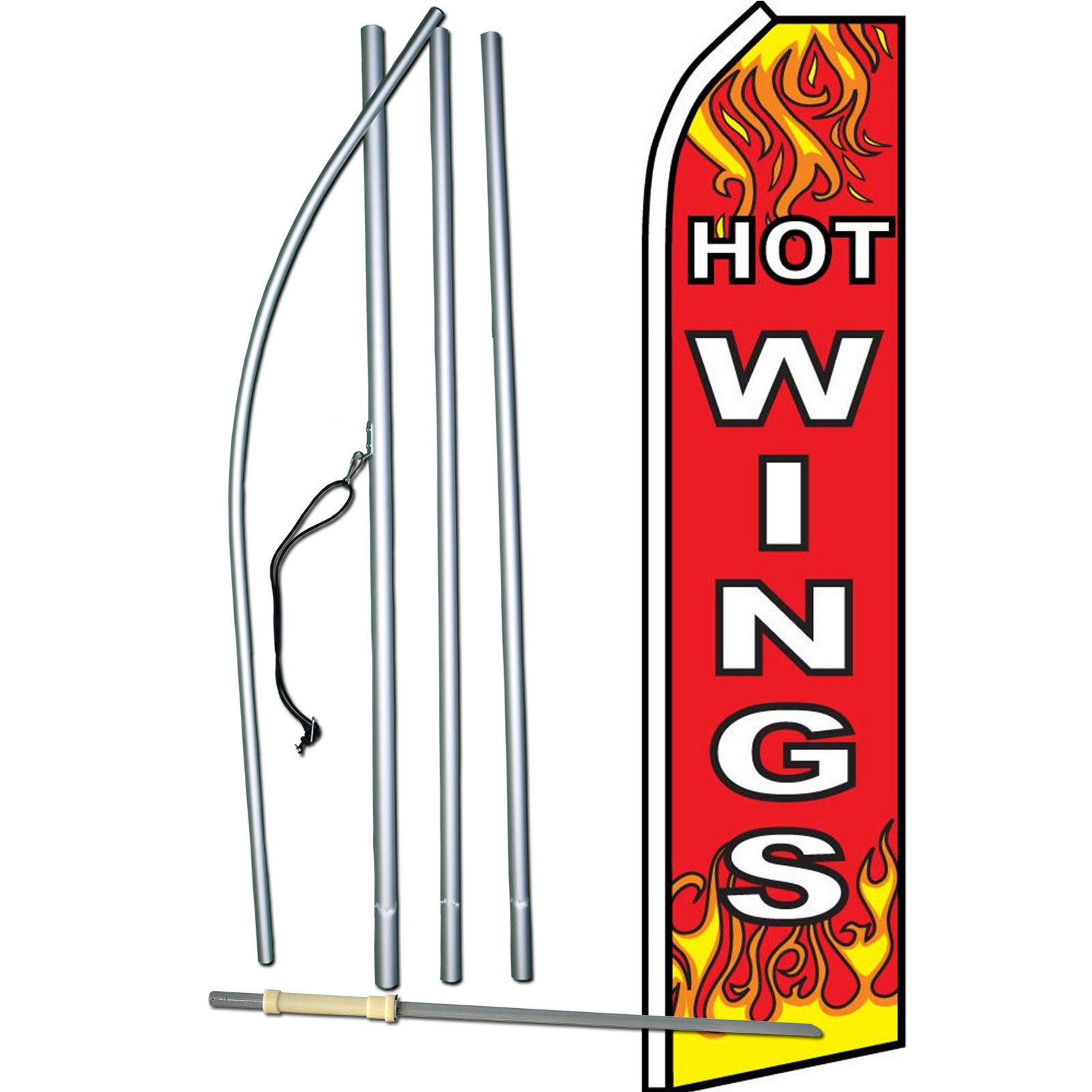 Hot Wings Flag with Flag Pole and Spike