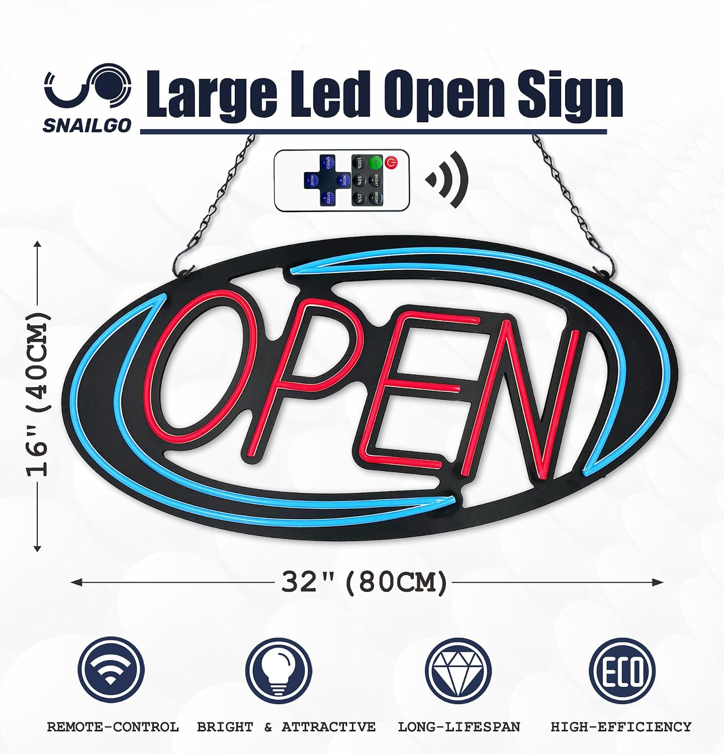 Open Signs for Business,32X16 Inch Large Bright Open Sign Neon Led Lighted,Remot