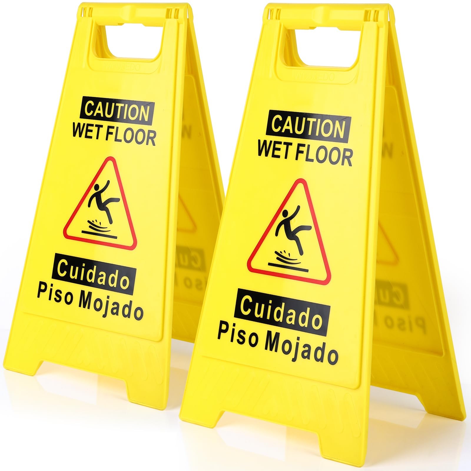 WOUSEDO 2-Pack Caution Wet Floor Sign,17.5″ Height,Bright Yellow Double-Sided…
