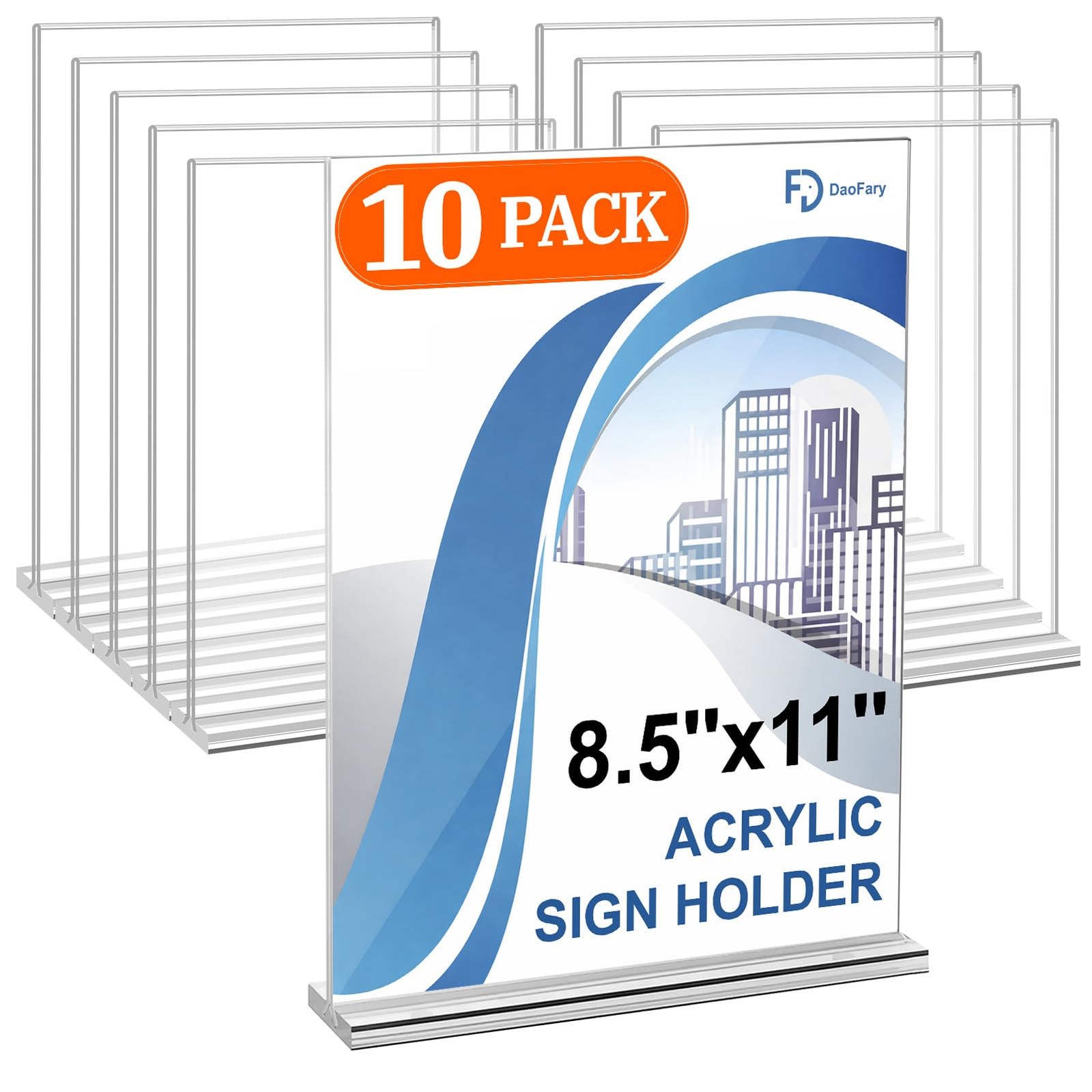 Daofary Acrylic Sign Holder 8.5 x 11 Inches 10 Pack, Double-Sided Stand Clear