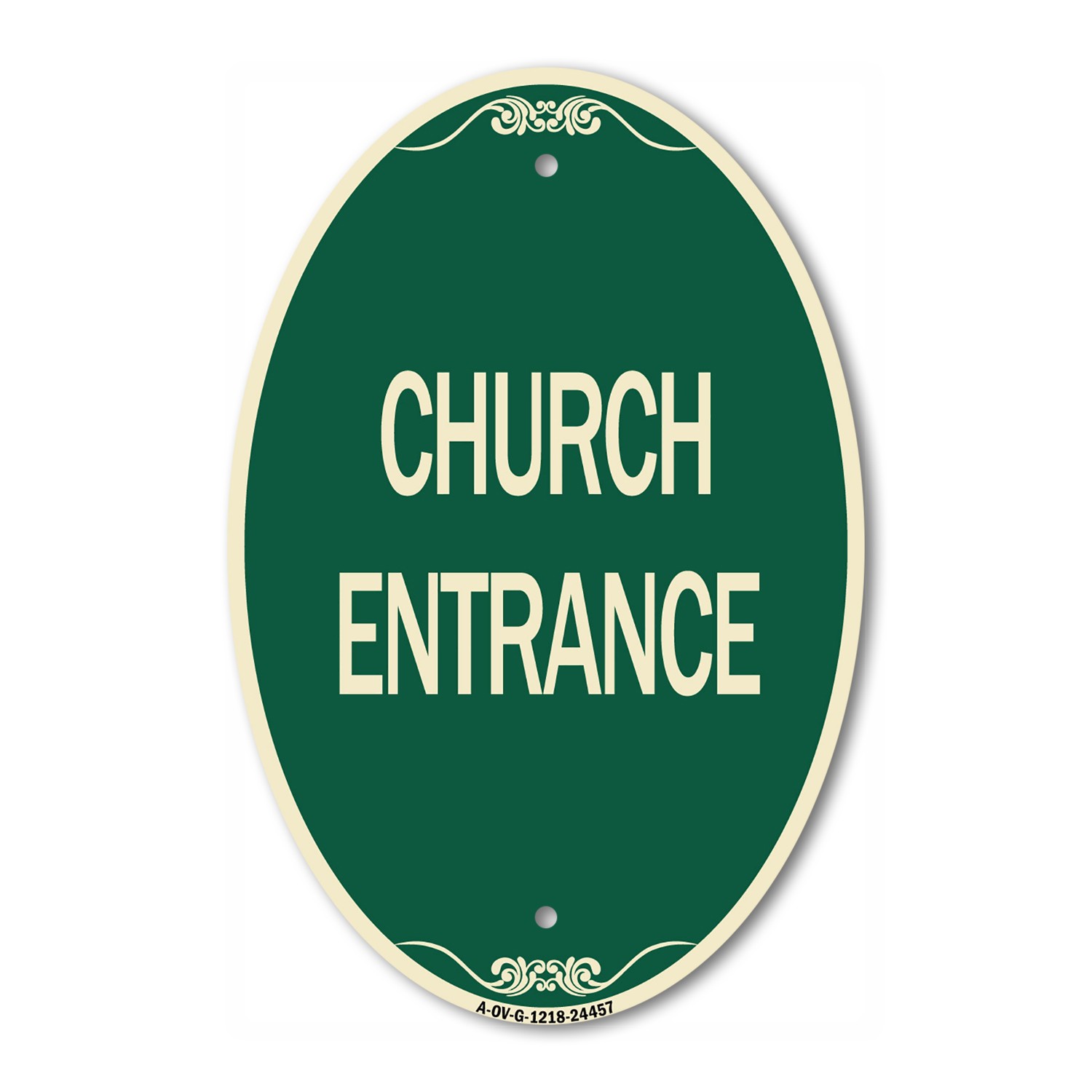 SignMission Designer Series Sign – Church Entrance 12″ x 18″ Aluminum Oval Sign