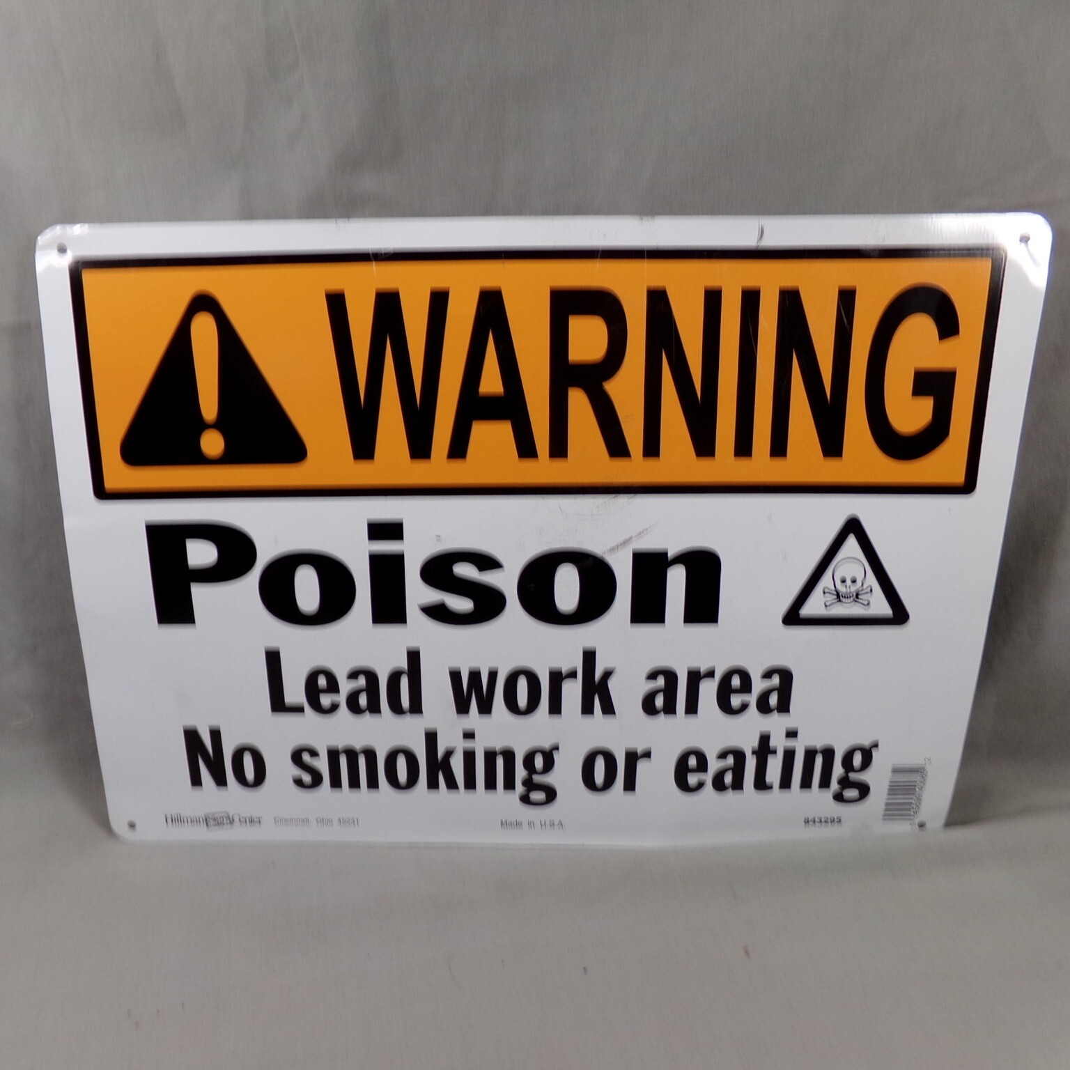 Warning Sign Poison Lead Work Area No Smoking Eating ANSI Metal 14×10 Wall Decor