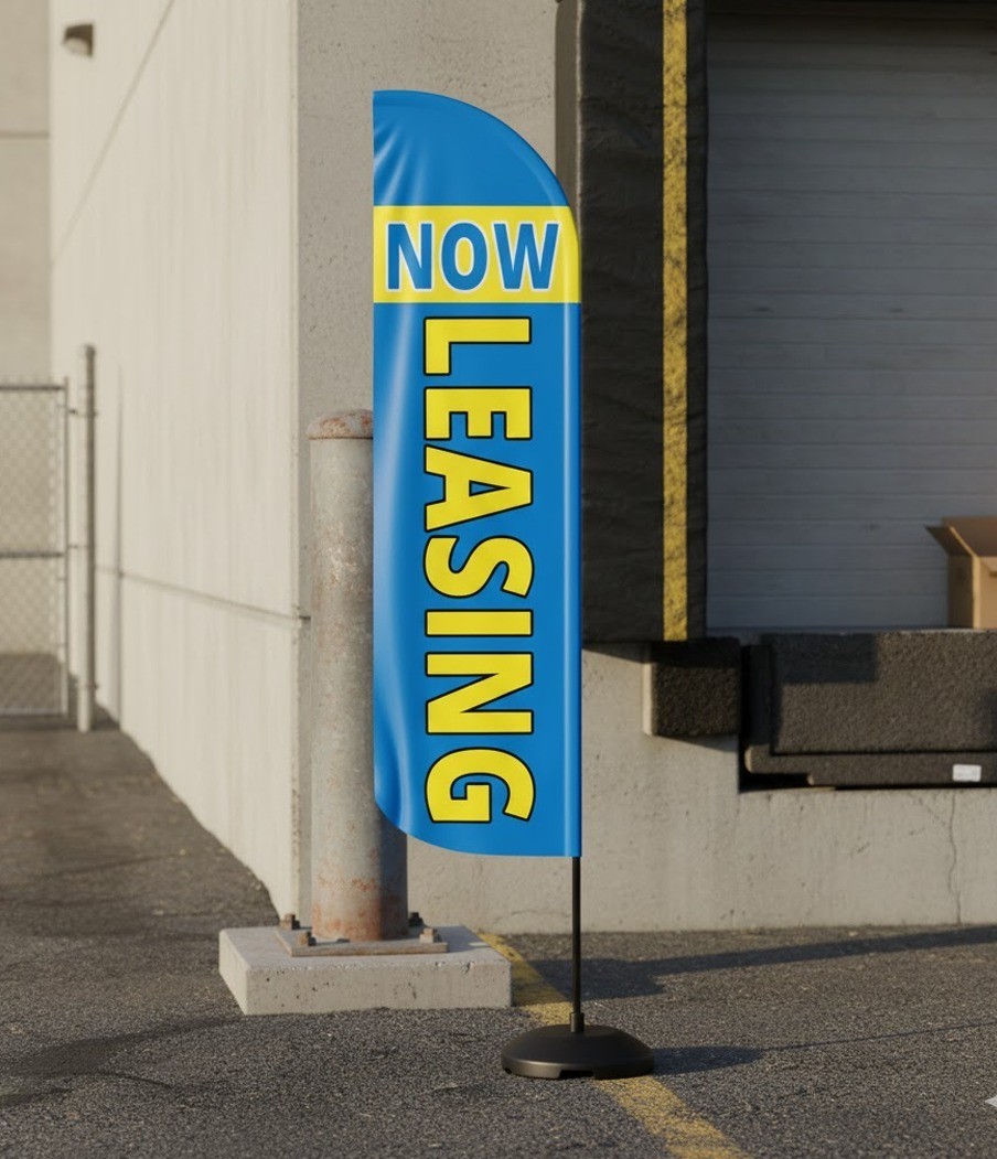 12FT Now Leasing Outdoor Advertising Feather Flags (Hardware Sold Separately)
