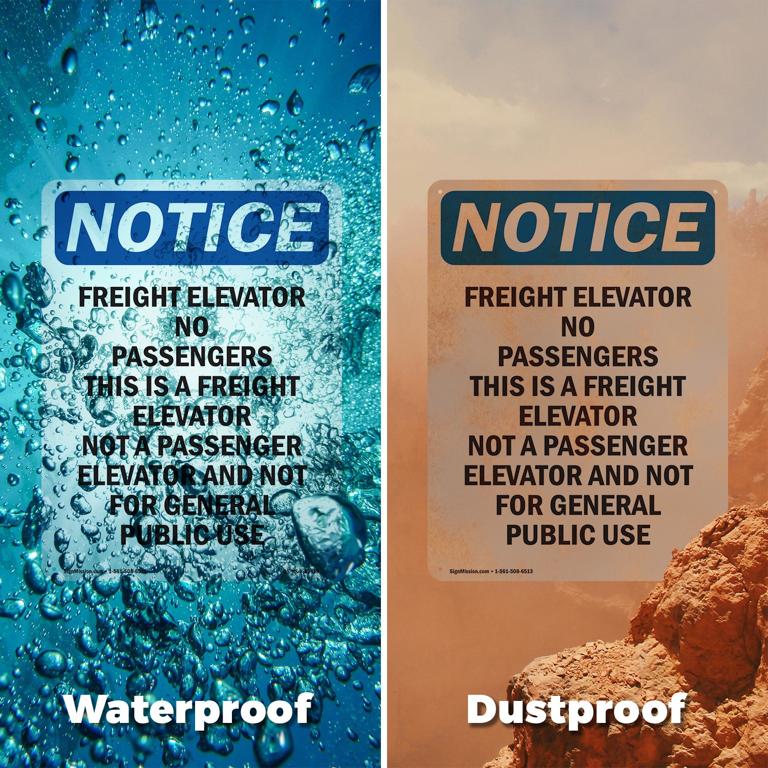 Freight Elevator No Passengers OSHA Notice Sign Metal,, Decal 5 or 10 Pack