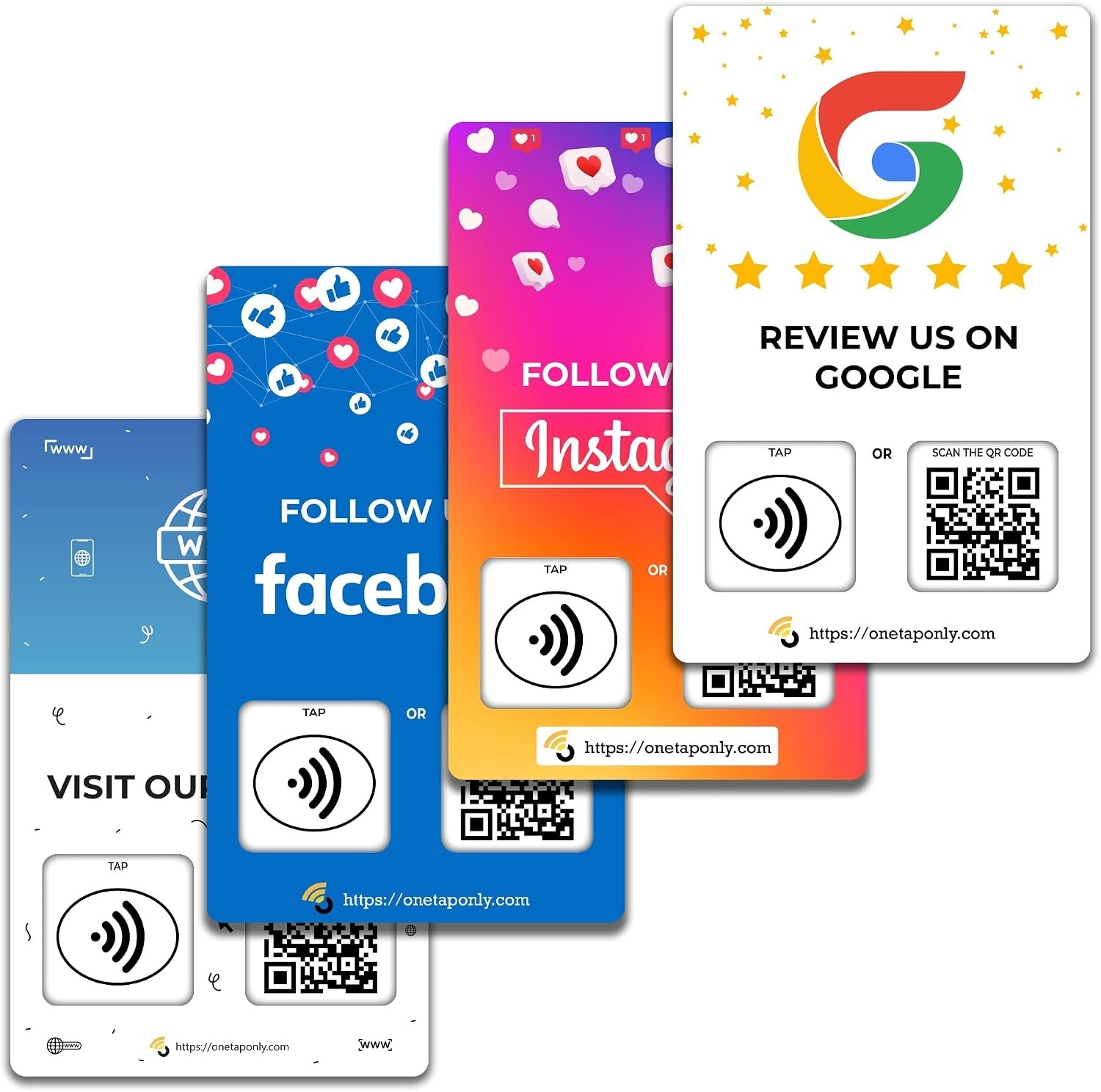 NFC Business Cards 4 Pack Contactless Smart Tap & QR Code Compatible with Soc…