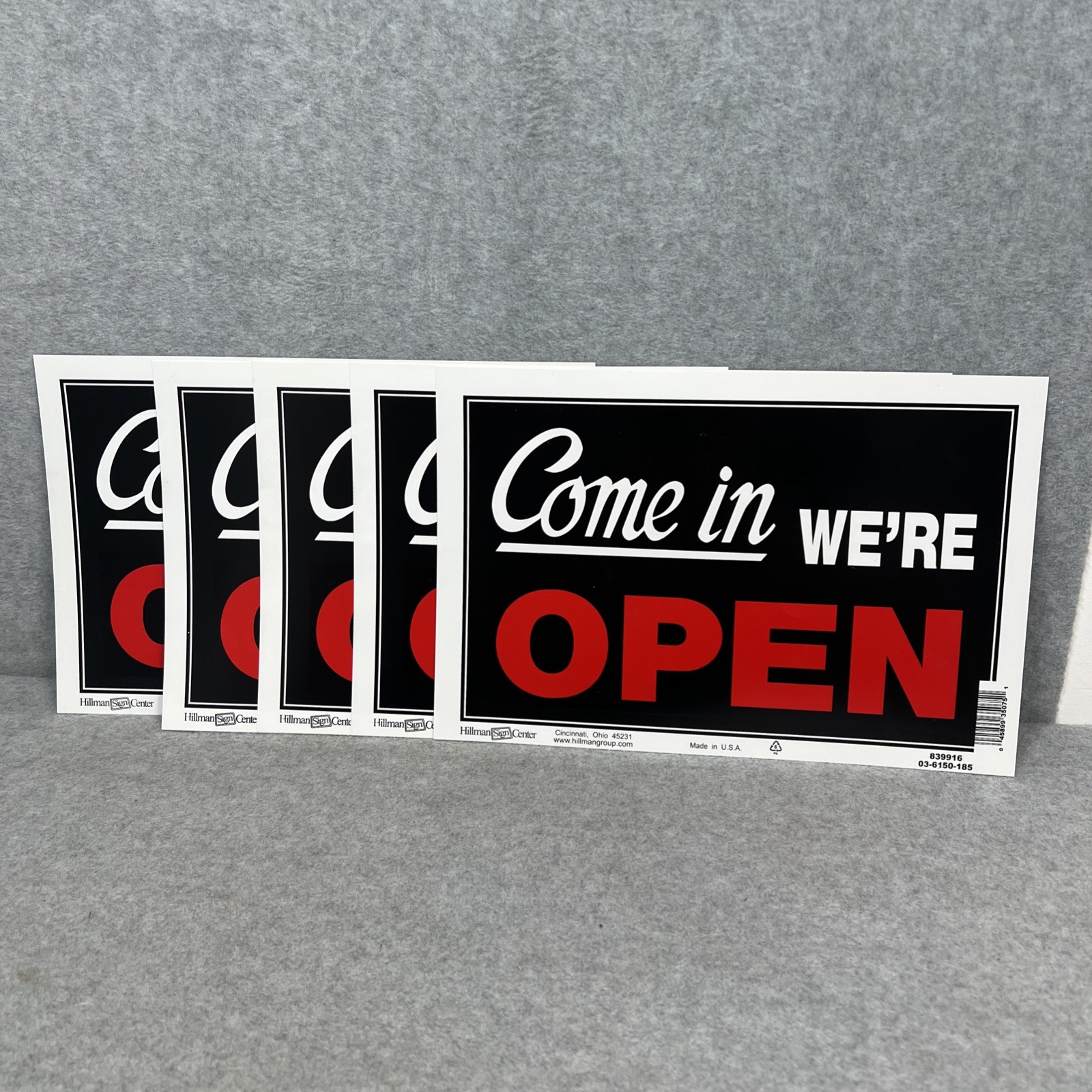 Lot of 5 COME IN WE’RE OPEN/SORRY WE’RE CLOSED Signs Hillman 839916 8″x12″