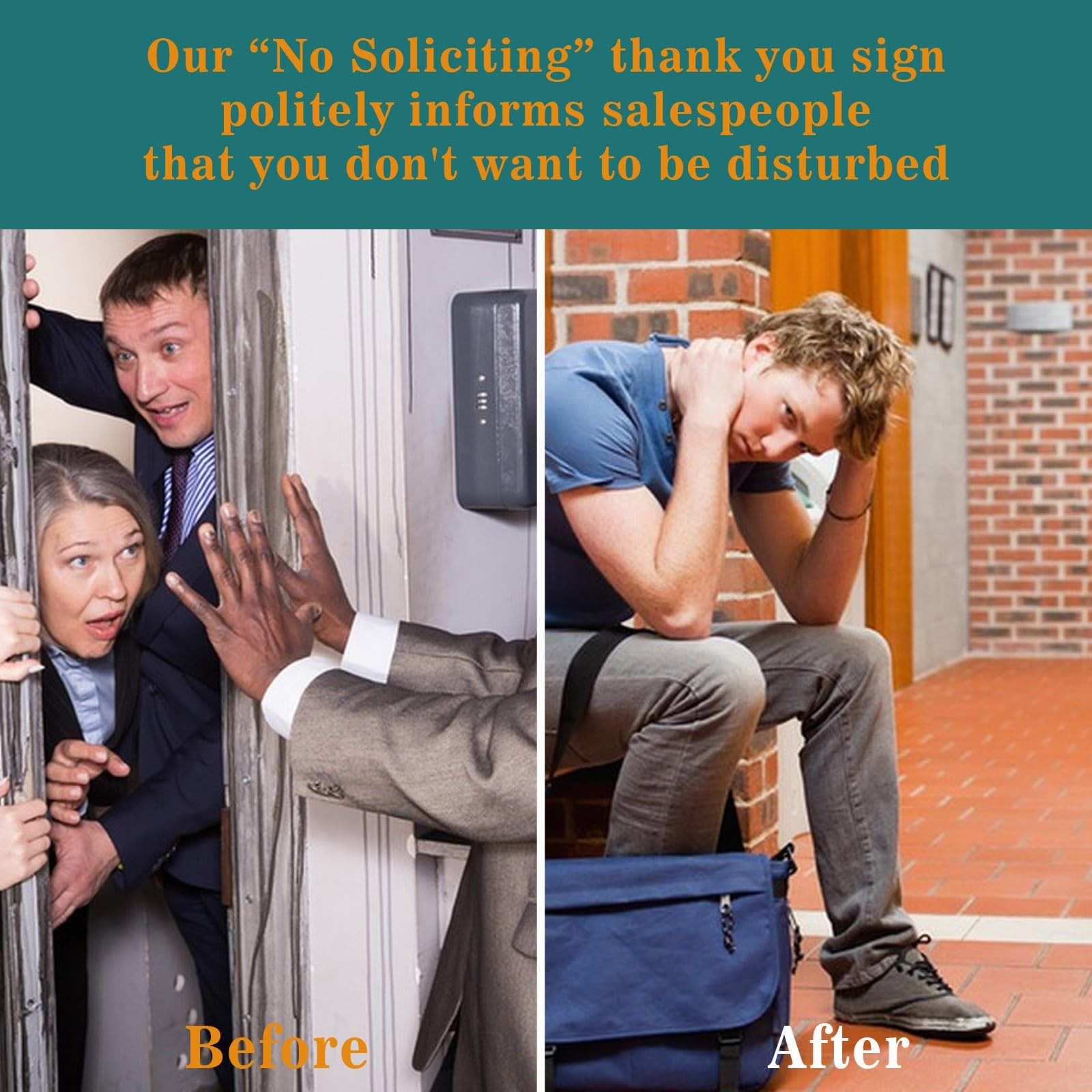Small No Soliciting Sign for House,6 Pcs No Soliciting Sign,with Glow in The Dar