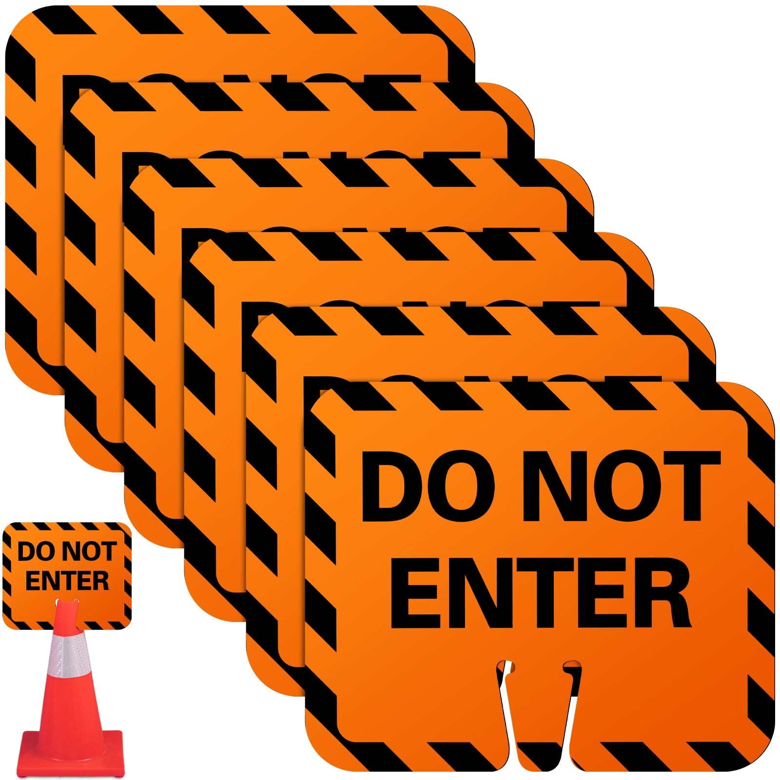 6 Pack Cone Top “Do Not Enter” Traffic Signs – Double-sided High Visibility P…