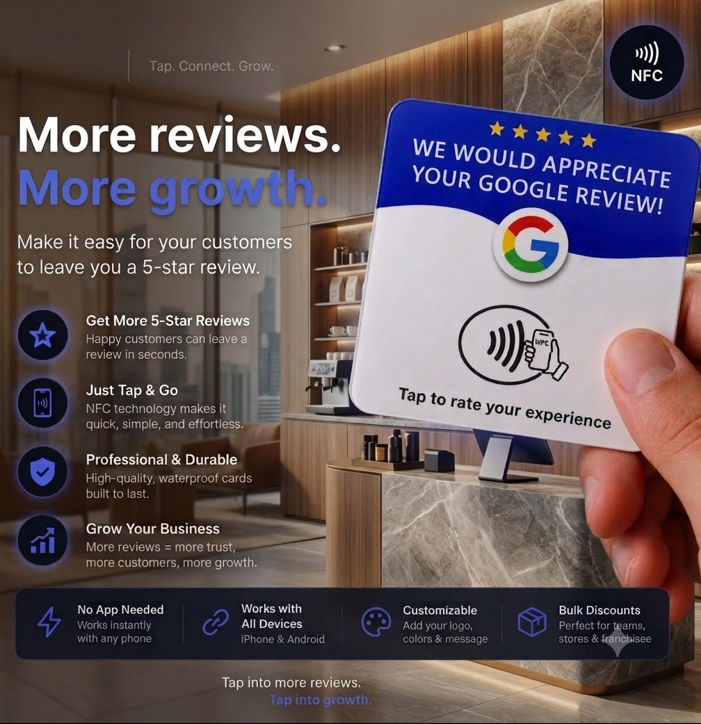 Google Review NFC Card | Tap Review Card | WITH INSTRUCTIONS & 3M | FAST SHIP