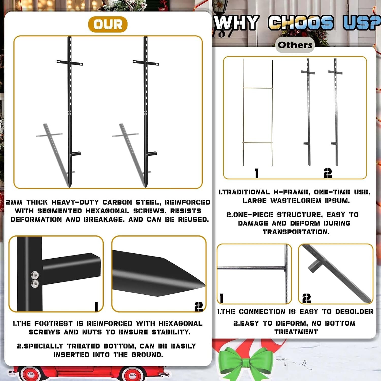 T Bar Yard Sign Stakes 5 Pcs 46 inch Heavy Duty