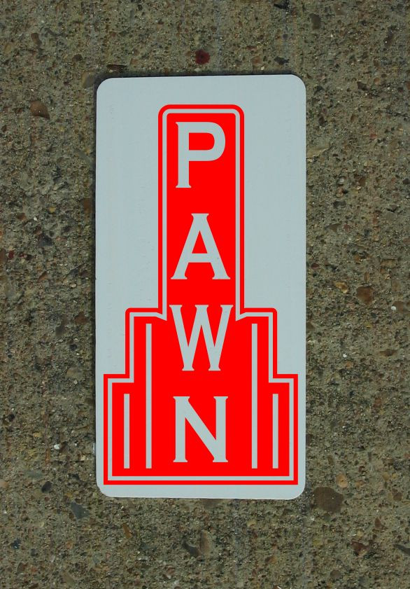 PAWN RED Metal Sign 40’s 50s Retro Vintage Style Art Deco Decor Design