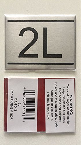 APARTMENT NUMBER SIGN -2L -BRUSHED ALUMINUM (2.25X3)-REF24-1027
