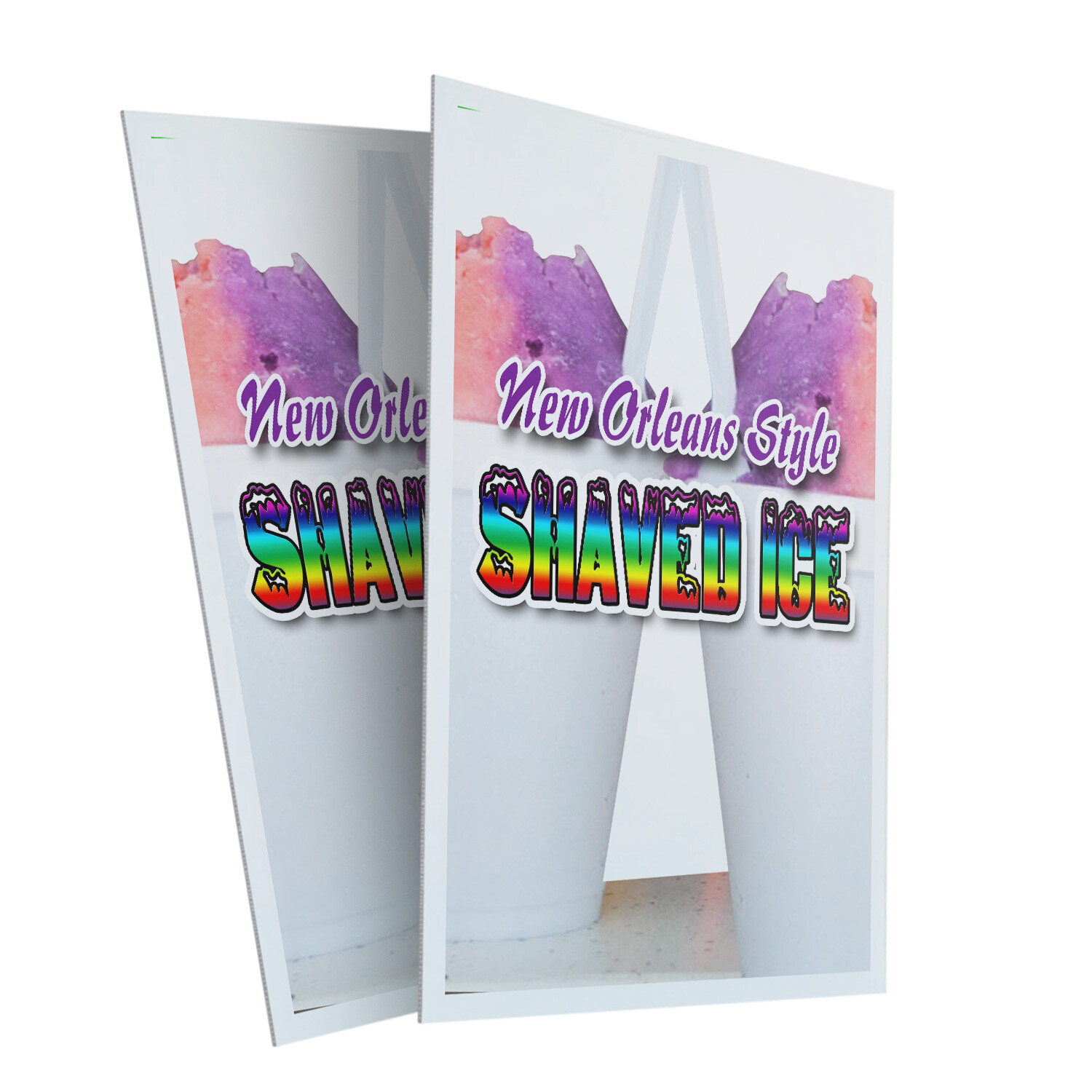New Orleans Style Shaved Ice 24″ x 36″ 2 Pack Of Store Sign Plastic Or Decal