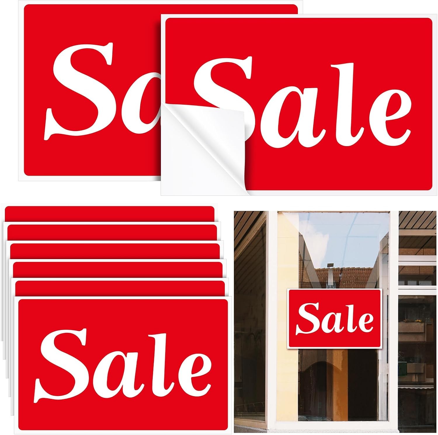 12 Pack 11 x 7 Inch Sale Signs Retail Store Large Waterproof Red White Plastic