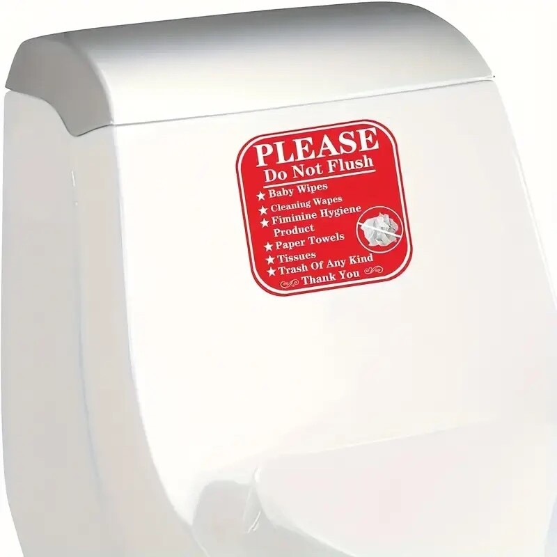 12-Pack 6×6 inch Please Do Not Flush Bathroom Signage Decals-Vinyl Self-Adhesive