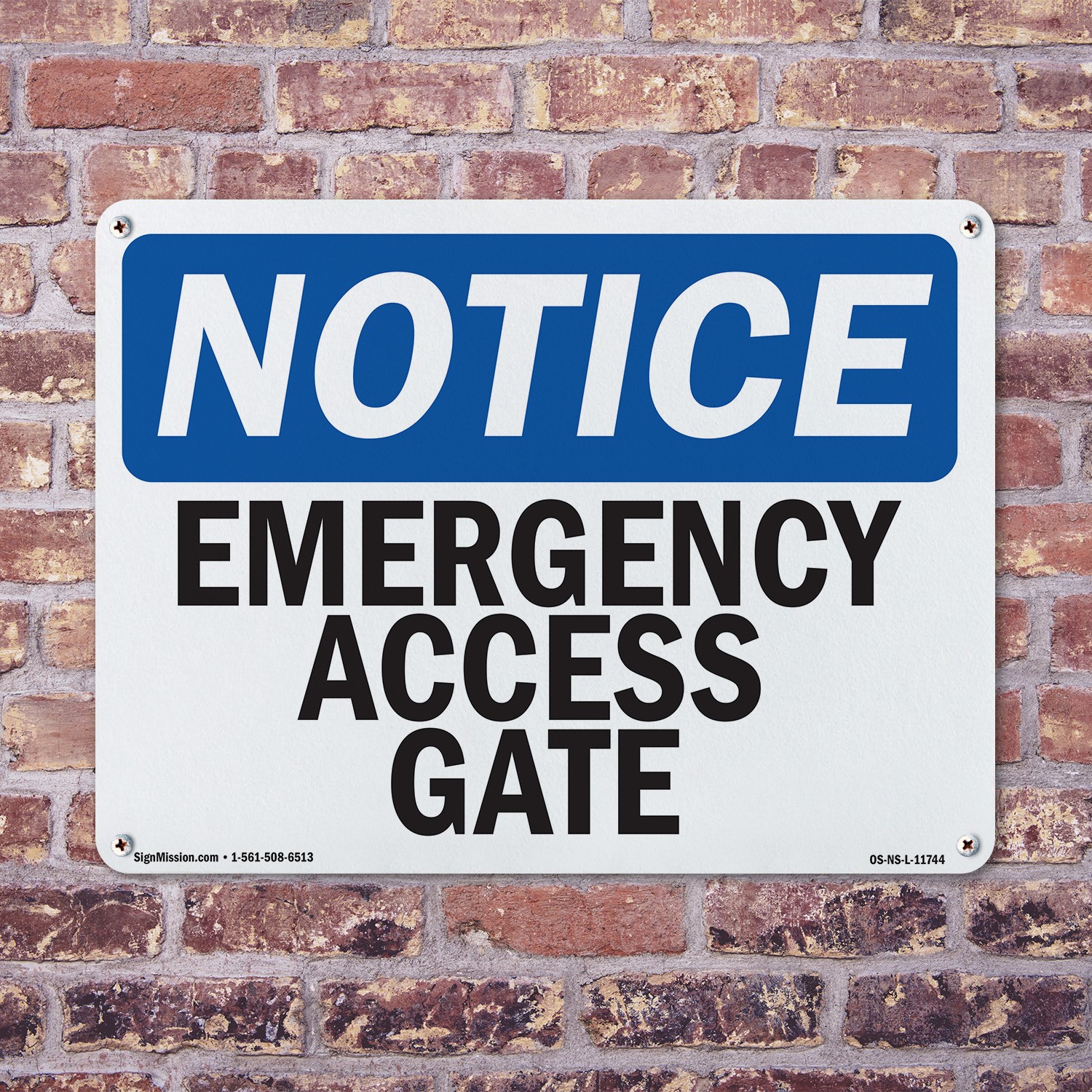 Emergency Access Gate OSHA Notice Sign Metal, Plastic, Or Decal – 5 or 10 Pack