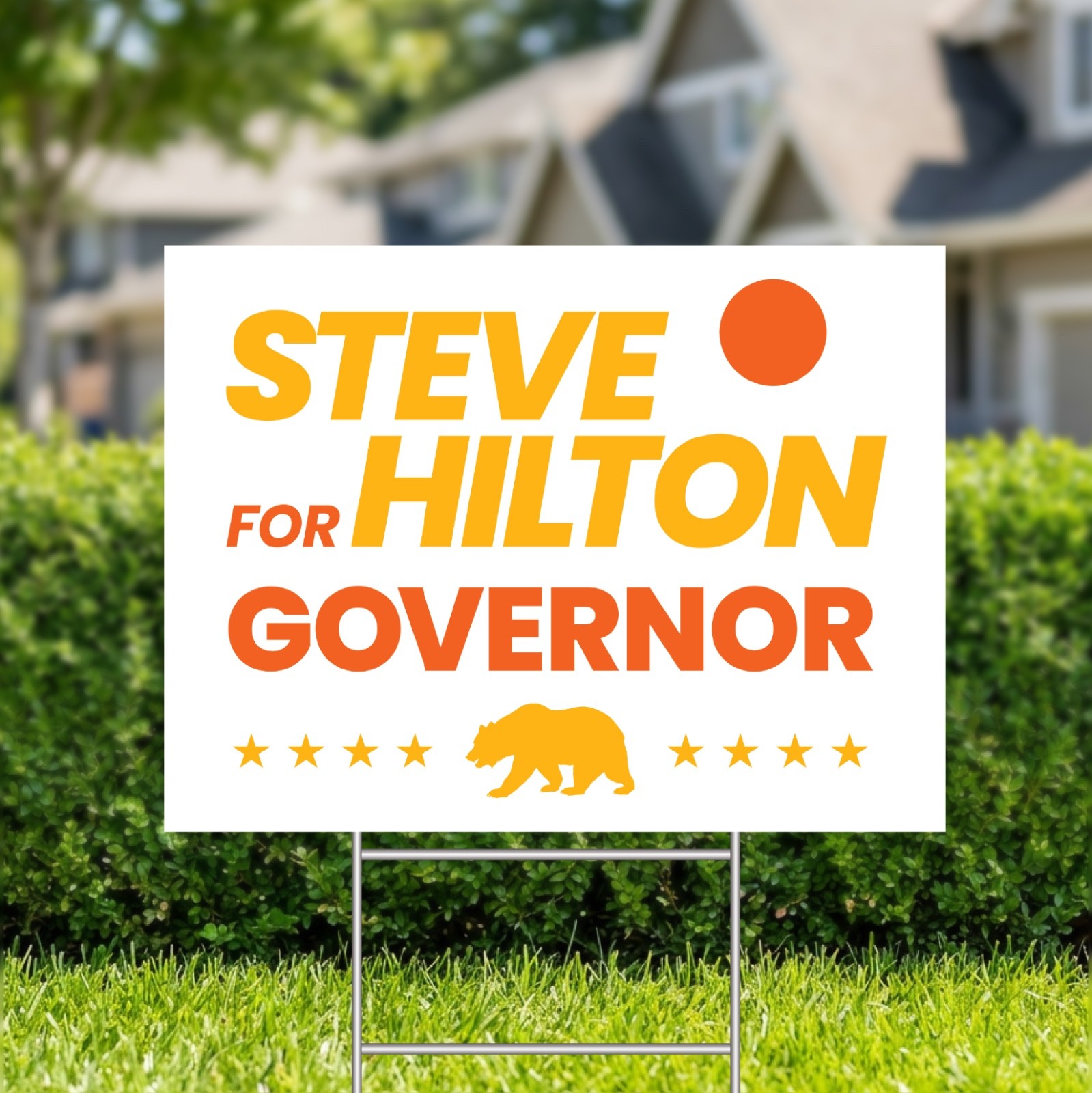 Steve Hilton 2026 Yard Sign – California Governor Campaign Vote w/ Metal H-Stake