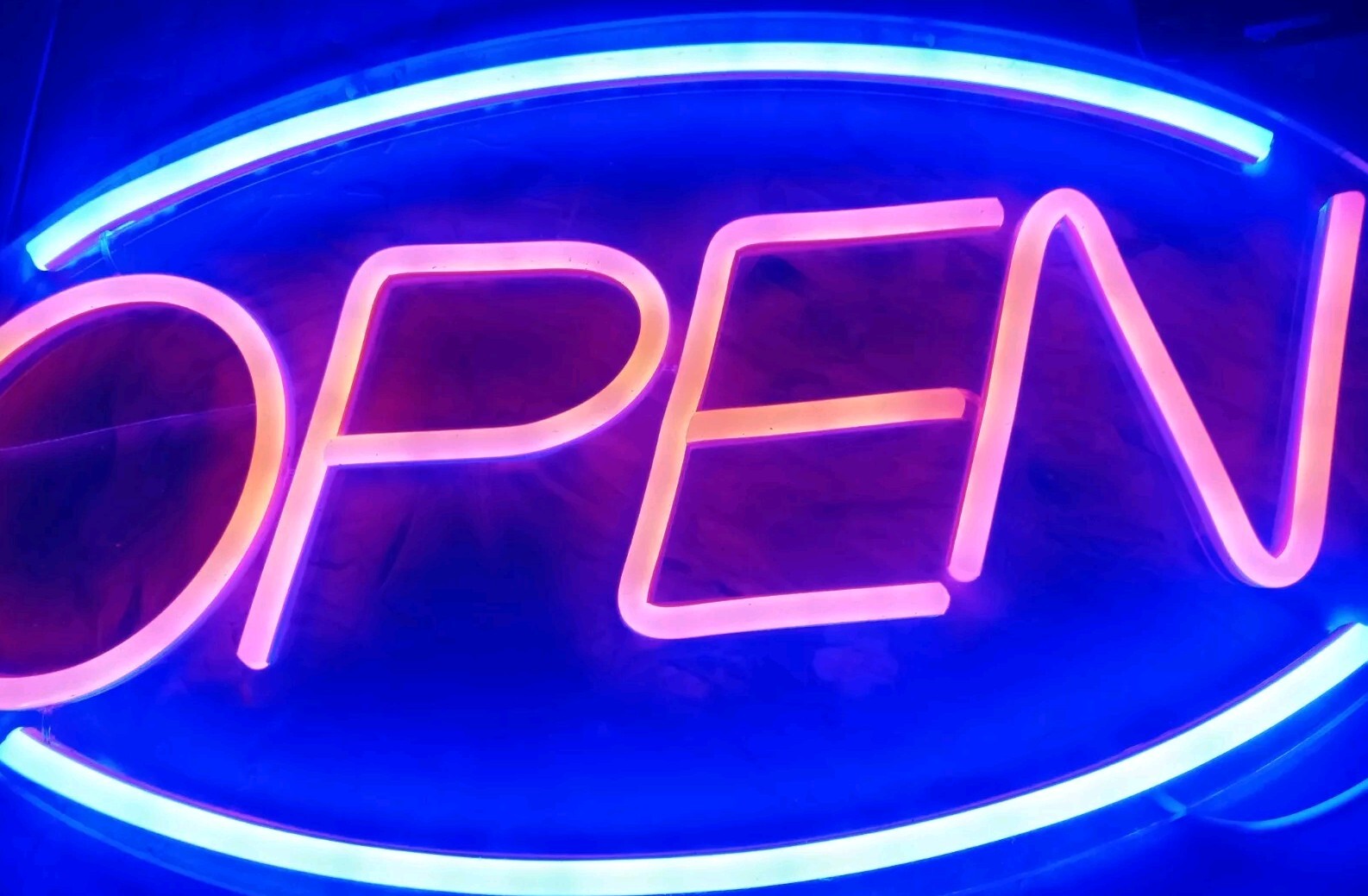Neon Open Sign for Business Damage But Works Approx Size 16.5 × 9″