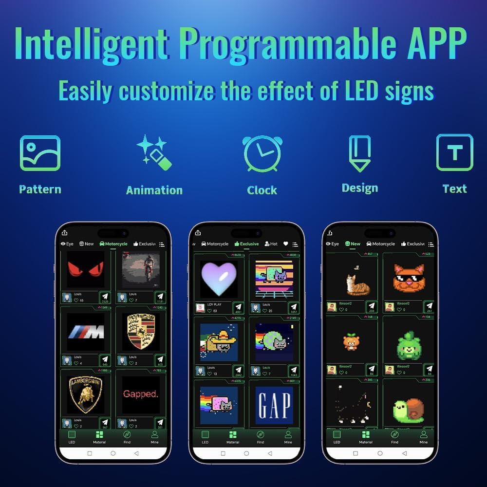 Devil Eyes LED Car Sign – 19″x4″ Programmable Animated Panel with App Control