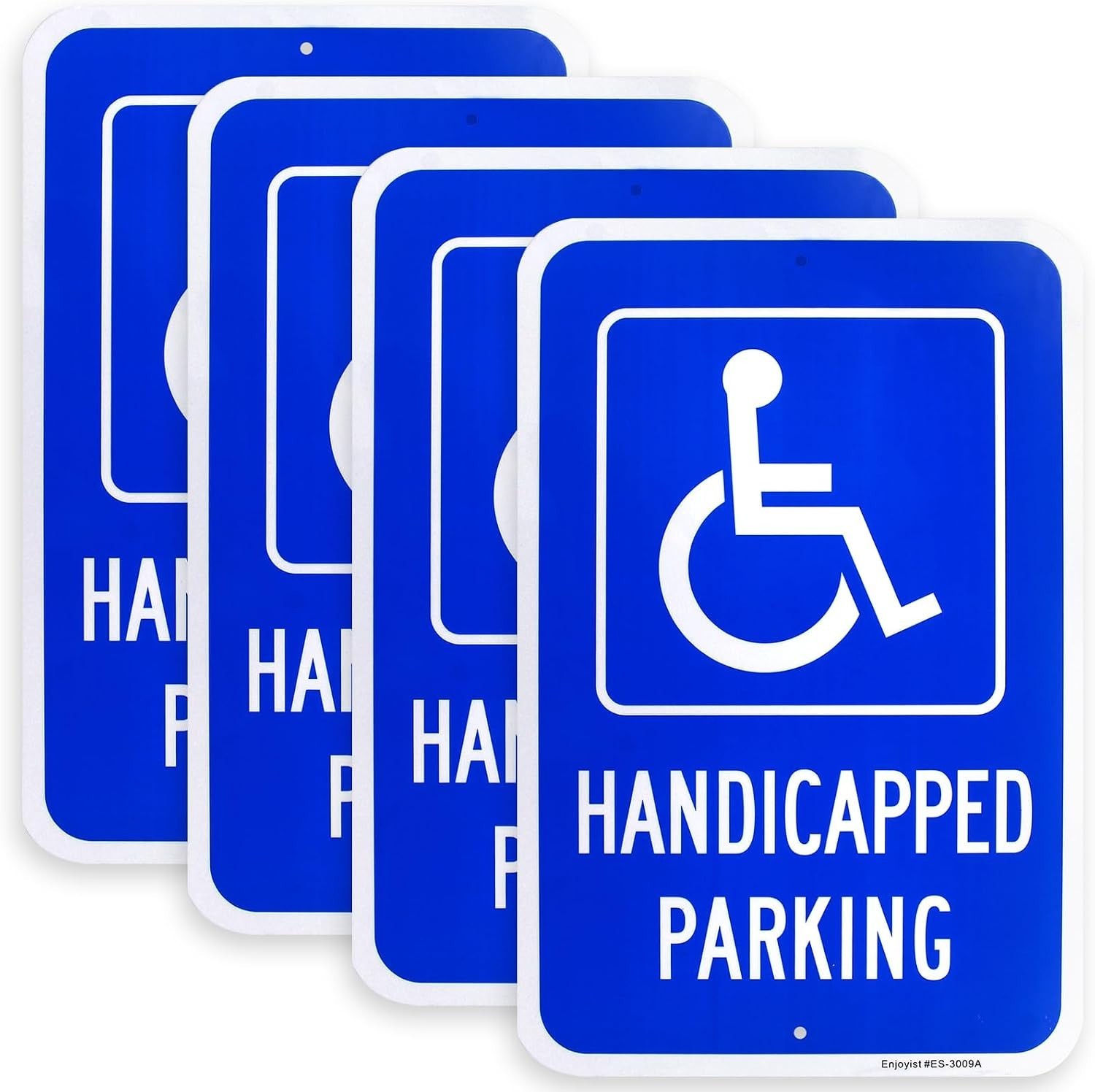 Heavy Duty 4 Pack Handicapped Parking Signs – Aluminum, Reflective, UV Protected