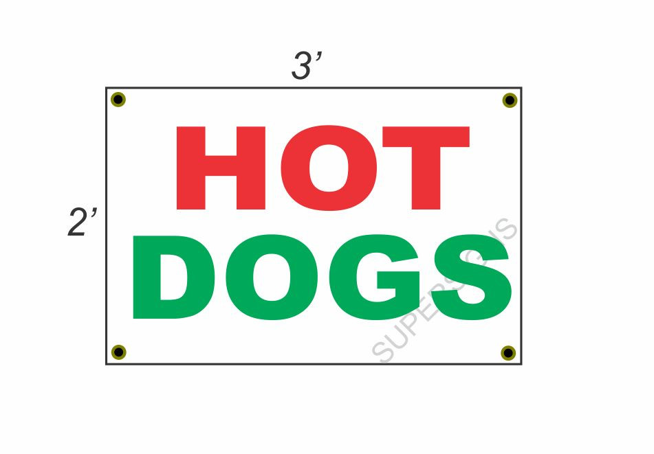 2×3 HOT DOGS Red White & Green Banner Sign NEW Discount Size & Price