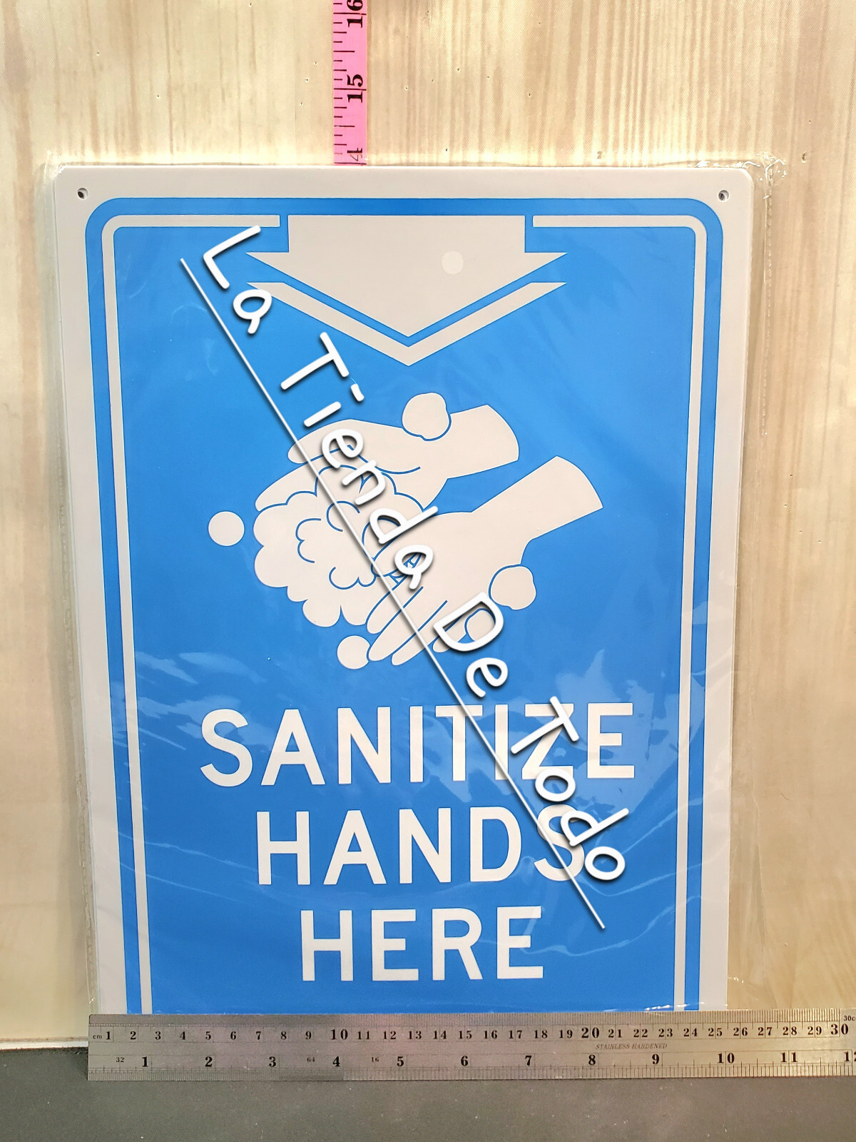 DR’S OFFICE WALL 14X10 INCHES PLASTIC SIGN PLAQUE “SANITIZE HANDS HERE”