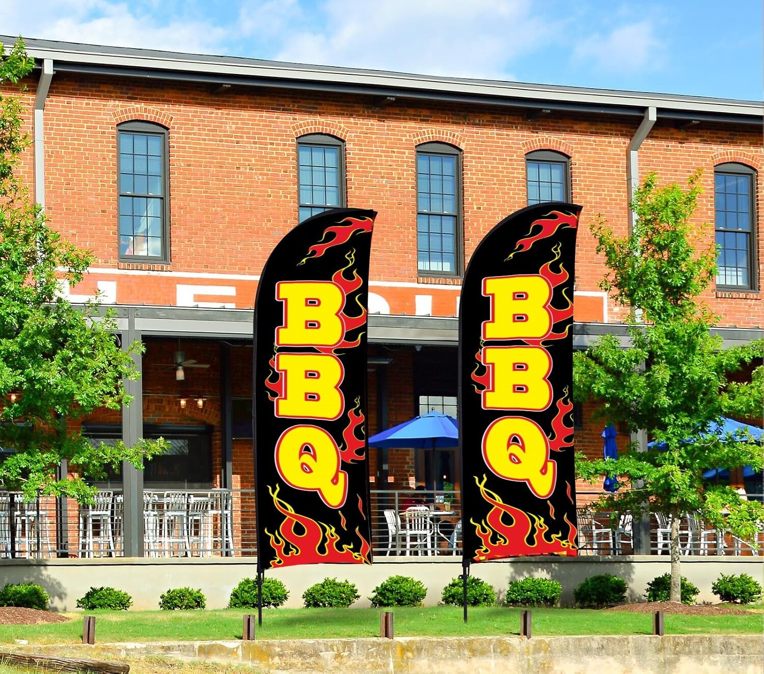 BBQ Feather Flag Banner Advertising Swooper Flag Outdoor Business Promotion Sign