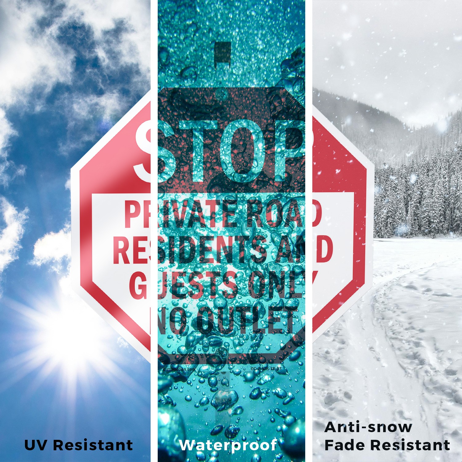 Stop Private Road Residents and G Octagon Sign With Stake Weather Resistant