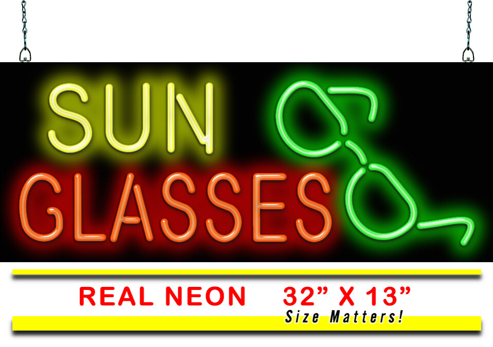 Sunglasses Neon Sign- REAL Neon Window Sign – Eyes Optometrist Glasses