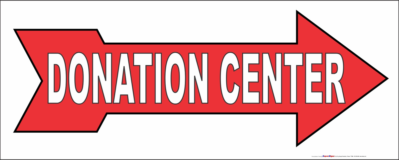 DONATION CENTER right ARROW Full Color Banner Sign NEW