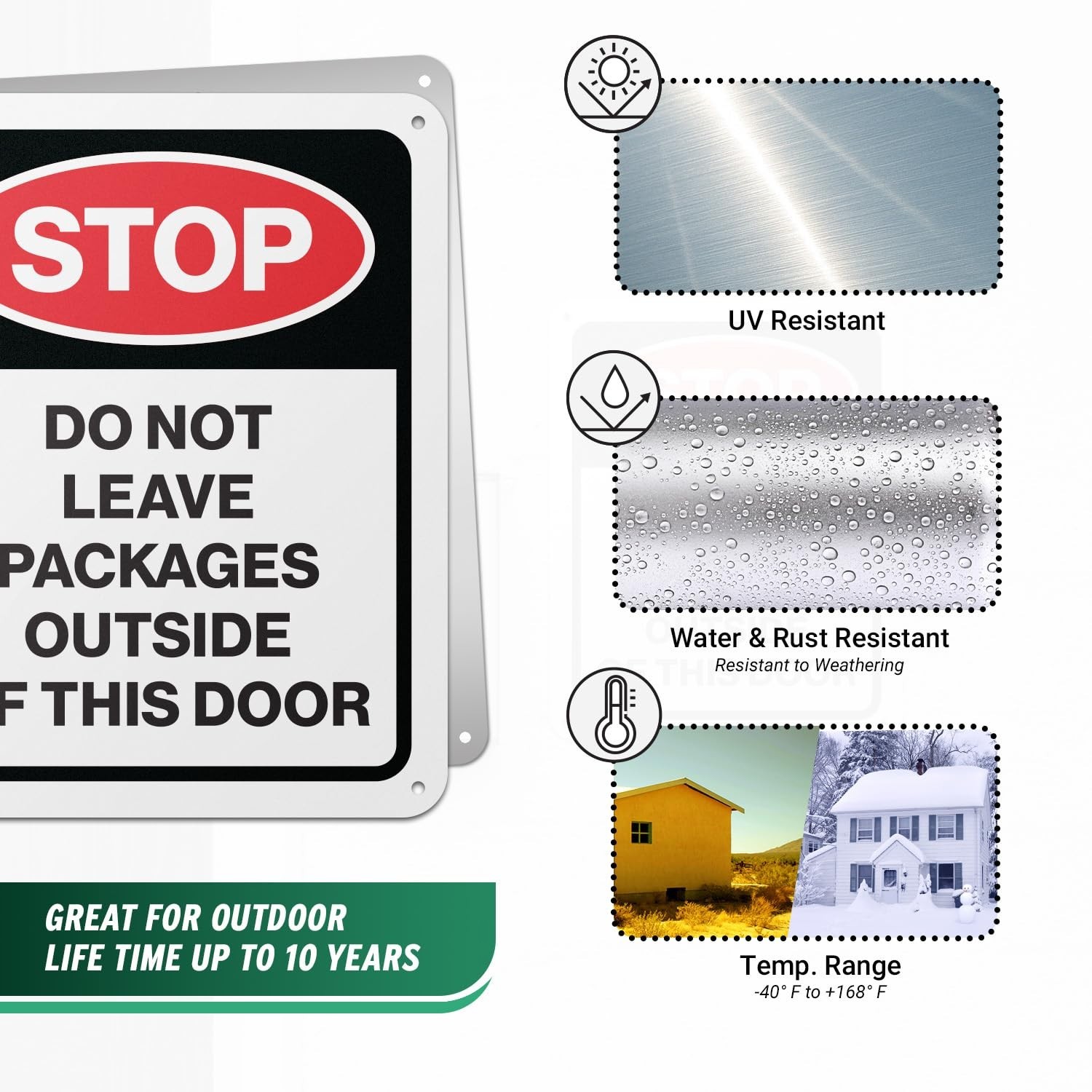 2PK Aluminum Package Delivery Sign 8×10 inch – Stop Do Not Leave Packages Outsid
