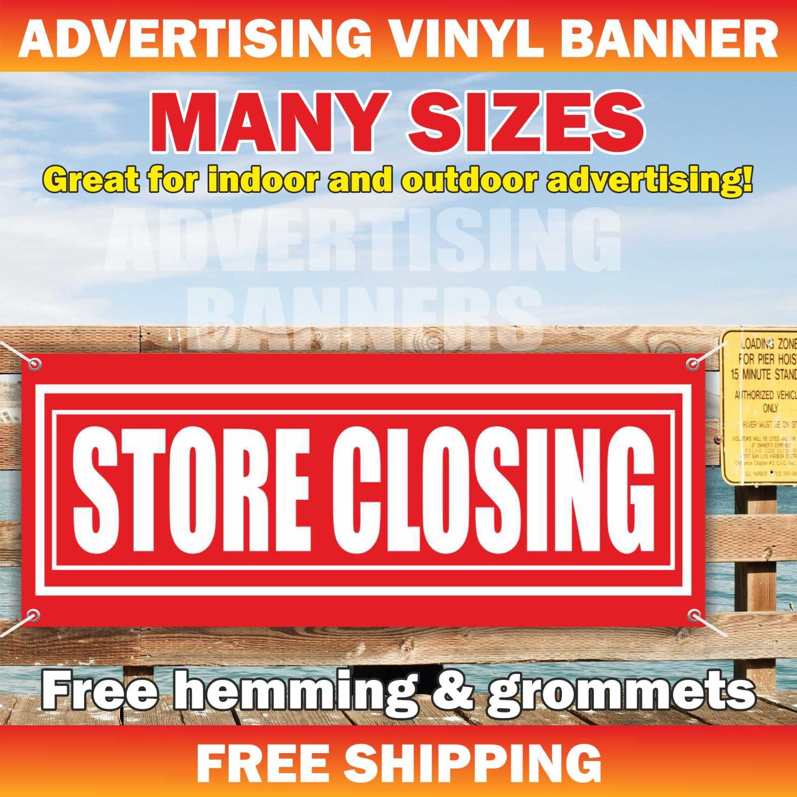 STORE CLOSING Advertising Banner Vinyl Mesh Discount Sale Shop Clearance Save
