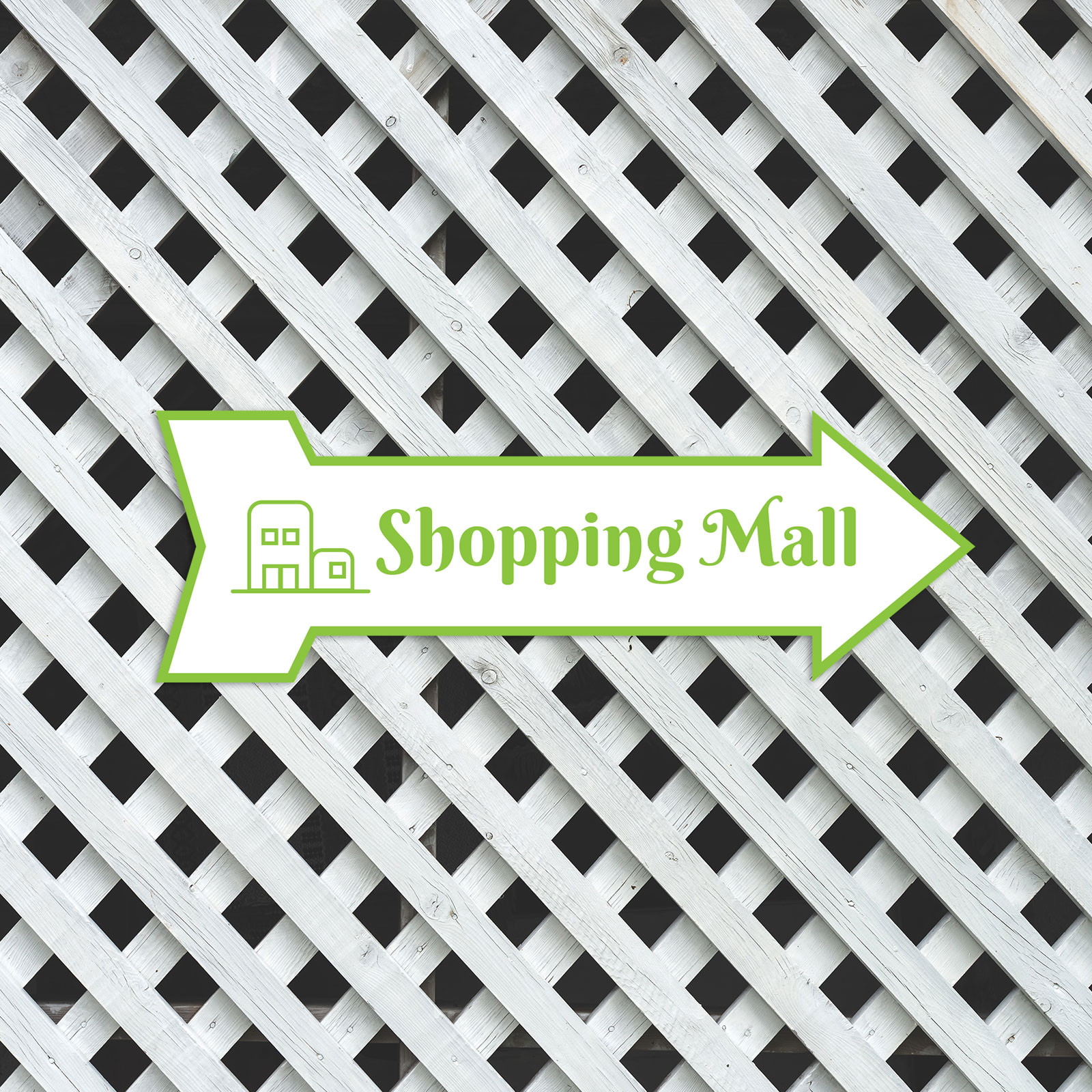 Arrow Shape Shopping Mall 12×4″ Wall or Door Sign | Public Shop Signage