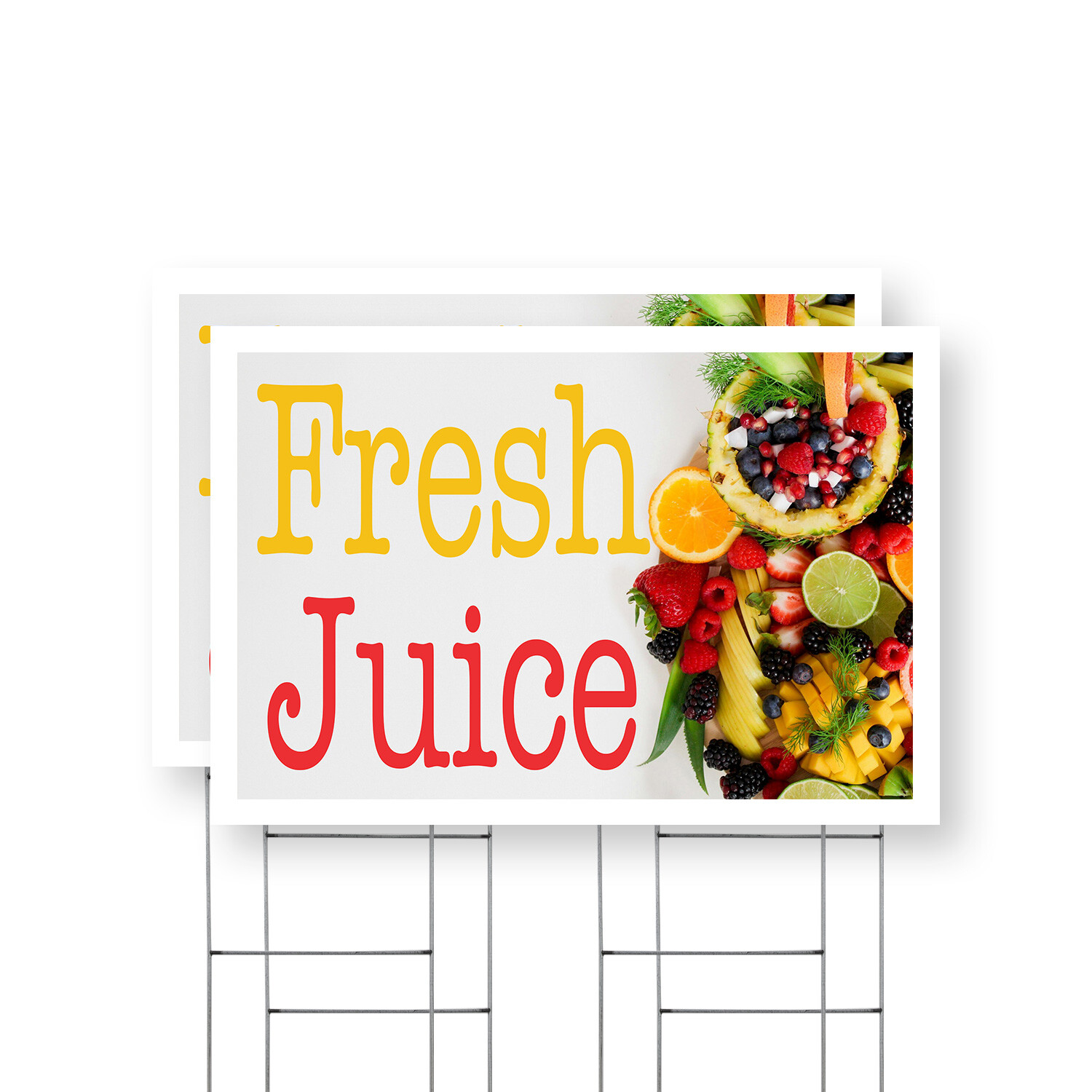 Fresh Juice Yard Sign Refreshing Beverages, Healthy Choices, Seasonal Promotions