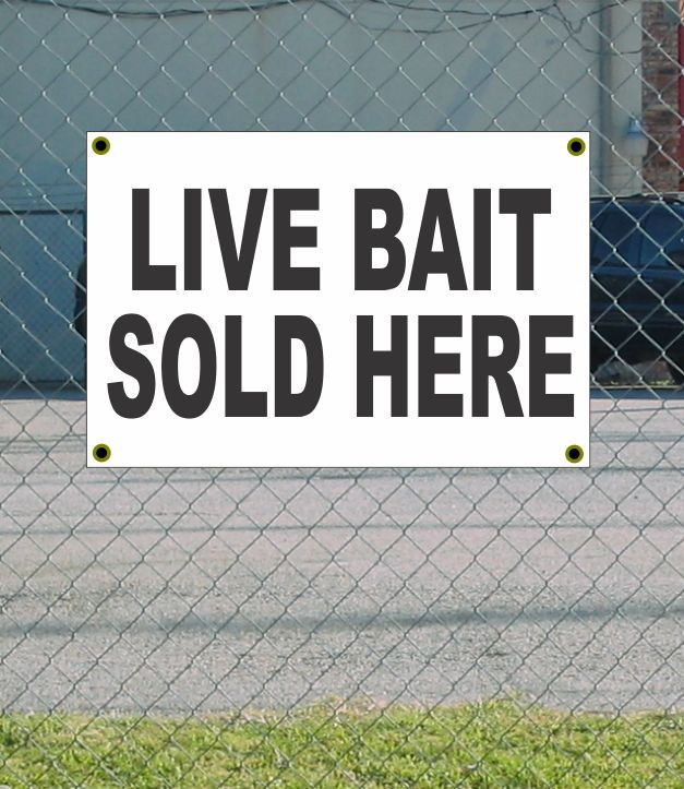 2×3 LIVE BAIT SOLD HERE Black & White Banner Sign NEW Discount Size & Price
