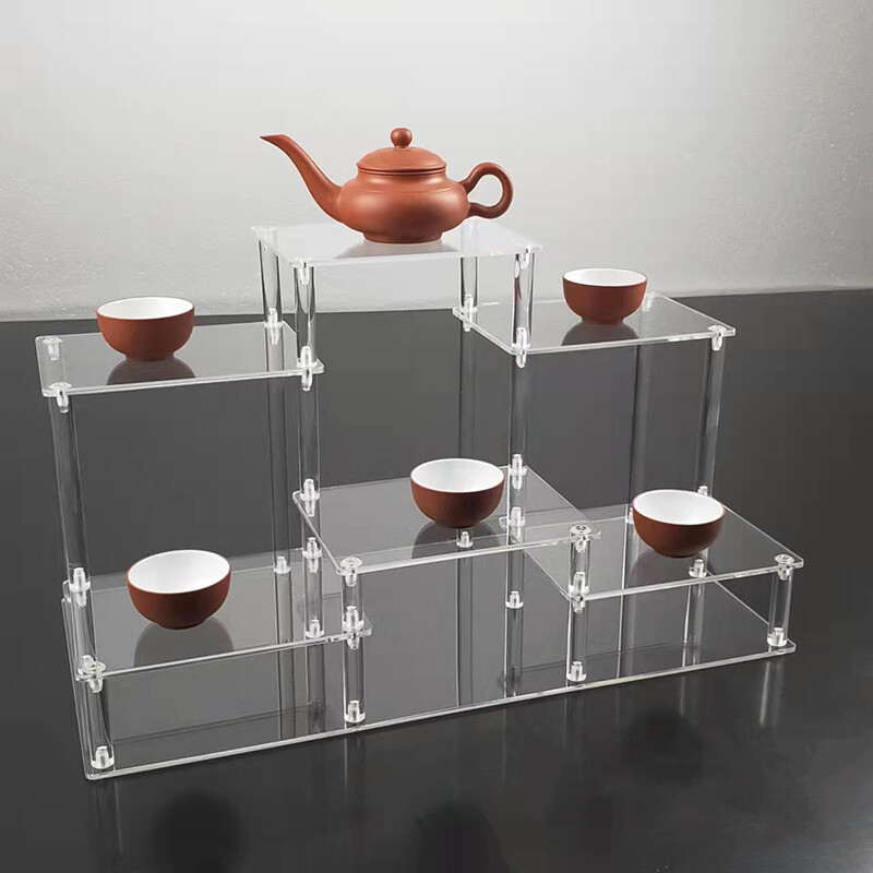 Clear Tiered Acrylic Display Stand Home Office Shop Collectable Plastic Shelf