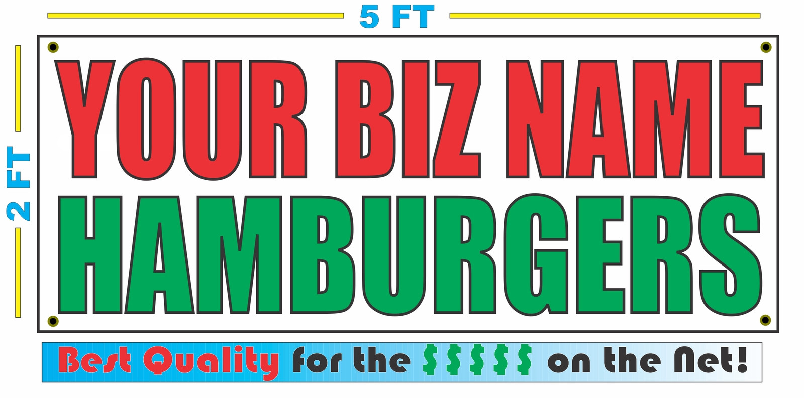 CUSTOM NAME HAMBURGERS Banner Sign NEW Larger Size Best Quality for the $$$