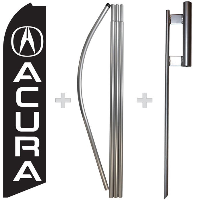 Acura 15′ Tall Swooper Flag & Pole Kit Feather Super Bow Banner
