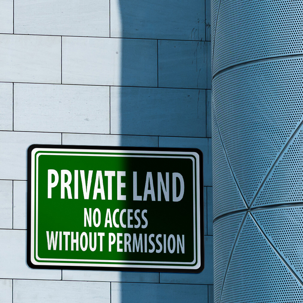 Aluminum Horizontal Metal Sign Private Land Weatherproof Street Signage