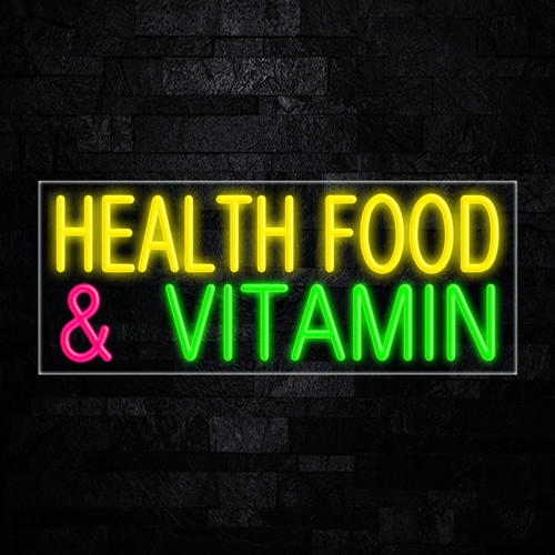 Health Food & Vitamin LED Neon Sign 30″L x 12″H #30076