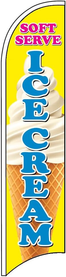 SOFT SERVE ICE CREAM Windless Swooper Flag 2×11.5 ft Tall Feather Banner Sign yb