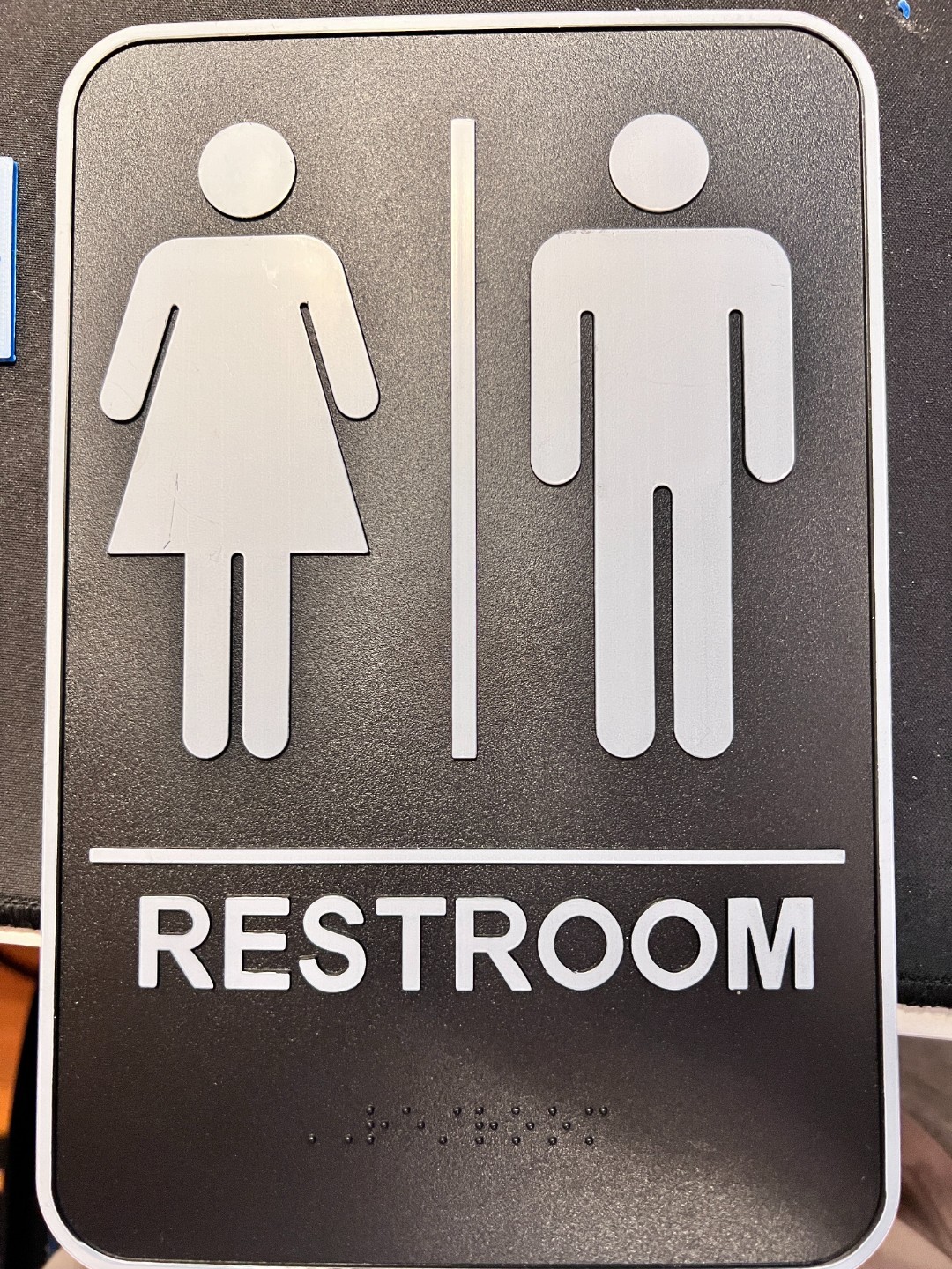 Multi Gender Bathroom Hard Plastic Sign Black and White