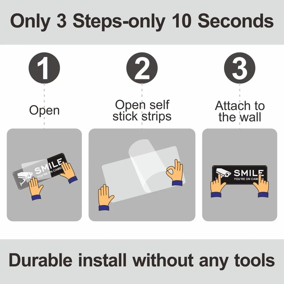Smile Your on Camera Signs 4 Pack 9″ X 3.1″ Acrylic Camera Signs for Home Securi