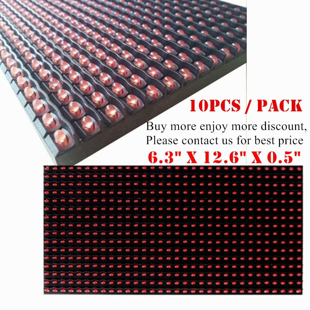 RED LED Display P10 Dot Matrix Module Red Sign (6.3″ x 12.6″ x 0.5″)