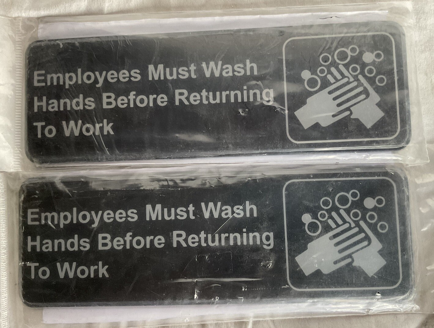 2 Pack Update S3925BK Employee Hand Washing OSHA Notice Sign Plastic Black NEW