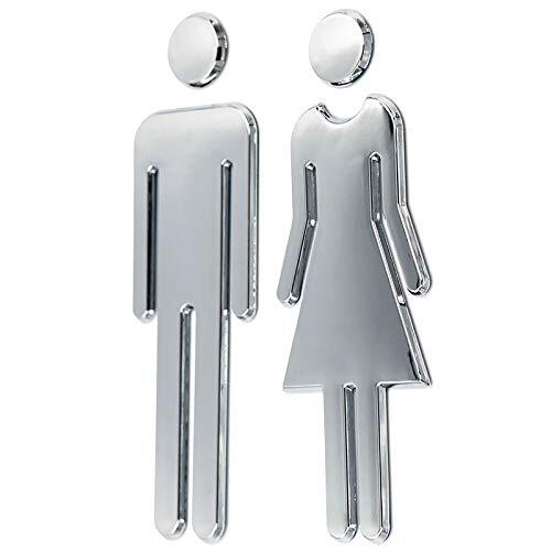 7.8 Inch Modern Acrylic Adhesive Backed Unisex Bathroom Sign Men Women Symbol