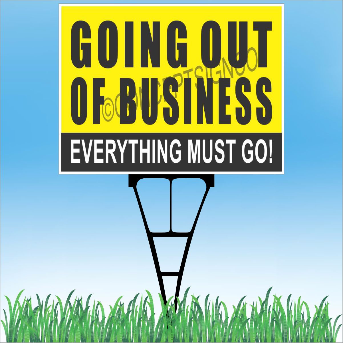 18″x24″ GOING OUT OF BUSINESS Outdoor Yard Sign & Stake Sidewalk Lawn Big Sales